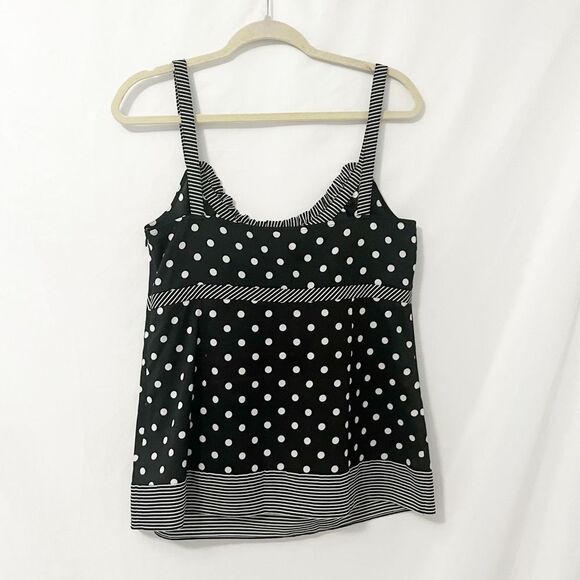🟢Ann Taylor Loft Sleeveless Polka Dot Black White Camisole Tank Top Size 10 - Picture 3 of 8
